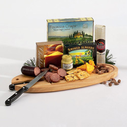 Salami & Cheese Wood Cutting Board Sampler