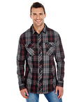 Men's Long-Sleeve Plaid Pattern Woven