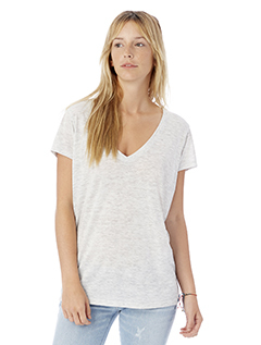 Ladies' Melange Burnout Slinky V-Neck T-Shirt