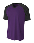 Youth Polyester V-Neck Strike Jersey with Contrast Sleeves