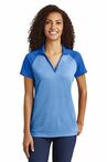 Sport-Tek  Ladies PosiCharge  RacerMesh  Raglan Heather Block Polo