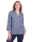Ladies' Crown Collection Stretch Pinpoint Chambray 3/4 Sleeve Blouse