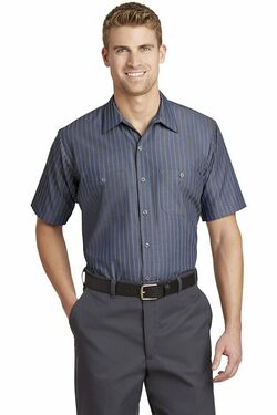 Red Kap - Short Sleeve Striped Industrial Work Shirt