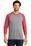 District Made Mens Perfect Tri 3/4-Sleeve Raglan | Red Frost/ Grey Frost