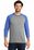District Made Mens Perfect Tri 3/4-Sleeve Raglan | Royal Frost/ Grey Frost