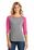 District Made Ladies Perfect Tri 3/4-Sleeve Raglan | Fuchsia Frost/ Grey Frost