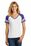 District Made Ladies Game V-Neck Tee | White/ Heathered Purple