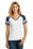 District Made Ladies Game V-Neck Tee | White/ Heathered True Navy