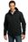 Port Authority Textured Hooded Soft Shell Jacket | Black/ Engine Red