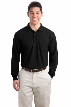 Port Authority Long Sleeve Silk Touch Polo with Pocket
