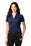 Port Authority Ladies Silk Touch Performance Colorblock Stripe Polo | Navy/ Carolina Blue