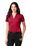 Port Authority Ladies Silk Touch Performance Colorblock Stripe Polo | Red/ Black