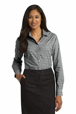 Port Authority Ladies Long Sleeve Gingham Easy Care Shirt