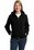 Port Authority Ladies Textured Hooded Soft Shell Jacket | Black/ Engine Red