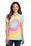 Port & Company Ladies Essential Tie-Dye V-Neck Tee | Pastel Rainbow