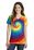 Port & Company Ladies Essential Tie-Dye V-Neck Tee | Rainbow