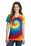 Port & Company Ladies Essential Tie-Dye V-Neck Tee | Rainbow