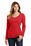 Port & Company Ladies Long Sleeve Fan Favorite V-Neck Tee | Bright Red