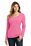 Port & Company Ladies Long Sleeve Fan Favorite V-Neck Tee | New Pink