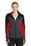Sport-Tek Ladies Tech Fleece Colorblock Full-Zip Hooded Jacket | Black/ Graphite Heather/ True Red