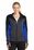 Sport-Tek Ladies Tech Fleece Colorblock Full-Zip Hooded Jacket | Black/ Graphite Heather/ True Royal