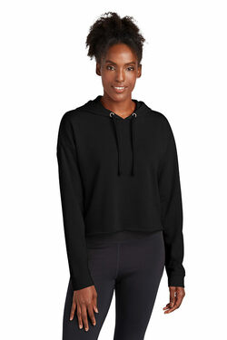 Sport-Tek  Ladies PosiCharge  Tri-Blend Wicking Fleece Crop Hooded Pullover