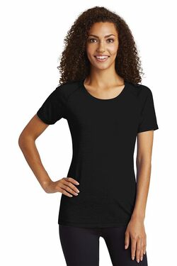 Sport-Tek  Ladies PosiCharge  Tri-Blend Wicking Scoop Neck Raglan Tee