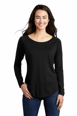 Sport-Tek  Ladies PosiCharge  Long Sleeve Tri-Blend Wicking Scoop Neck Raglan Tee