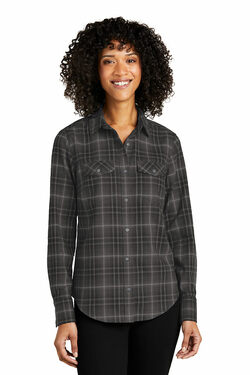 Port Authority Ladies Long Sleeve Ombre Plaid Shirt