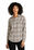 Port Authority Ladies Long Sleeve Ombre Plaid Shirt | Frost Grey