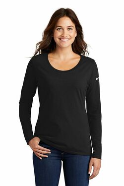 Nike Ladies Core Cotton Long Sleeve Scoop Neck Tee