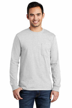 Port & Company - Long Sleeve Essential T-Shirt with Pocket