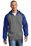 Sport-Tek Raglan Colorblock Full-Zip Hooded Fleece Jacket | Vintage Heather/ True Royal