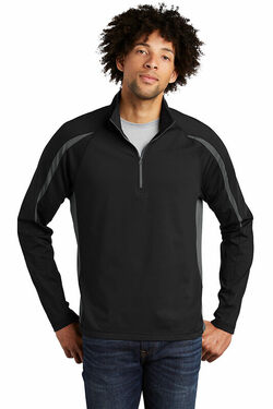 Sport-Tek Sport-Wick Stretch 1/2-Zip Colorblock Pullover