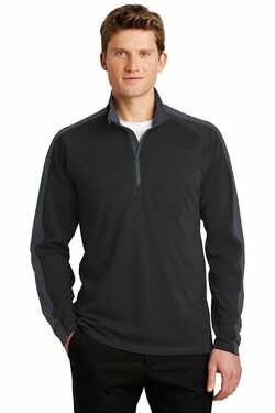 Sport-Tek Sport-Wick Textured Colorblock 1/4-Zip Pullover