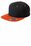 Sport-Tek Flat Bill Snapback Cap | Black/ Deep Orange