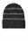 Sport-Tek Striped Beanie with Solid Band | Black/ Iron Grey