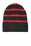 Sport-Tek Striped Beanie with Solid Band | Black/ True Red