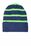 Sport-Tek Striped Beanie with Solid Band | Team Navy/ Flash Green
