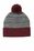 Sport-Tek  Heather Pom Pom Beanie | Maroon/ Grey Heather