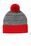 Sport-Tek  Heather Pom Pom Beanie | True Red/ Grey Heather