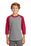 Sport-Tek Youth Colorblock Raglan Jersey | Heather Grey/ Red