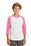Sport-Tek Youth Colorblock Raglan Jersey | White/ Bright Pink