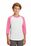 Sport-Tek Youth Colorblock Raglan Jersey | White/ Bright Pink