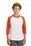 Sport-Tek Youth Colorblock Raglan Jersey | White/ Deep Orange