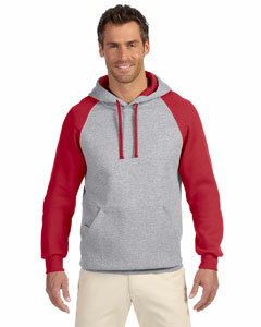 8 oz., 50/50 NuBlend® Colorblock Raglan Pullover Hood