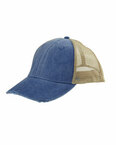 6-Panel Pigment-Dyed Distressed Trucker Cap